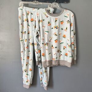 Cuddl Duds Pajama Set Womens Large Dogs Print Cozy PJs Lounge Puppies *Lt Wear*